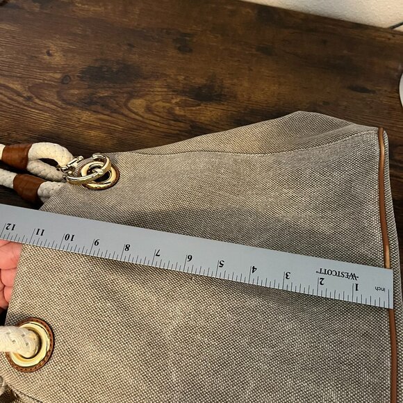 Michael Kors Canvas Leather Gold Hardware Nautical Inspired Handbag Satchel - Picture 13 of 14